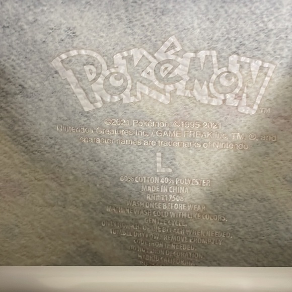 Pokémon AOP Crewneck Sweatshirt Womens Large Casual Anime Cute Pikachu gray - Picture 4 of 6